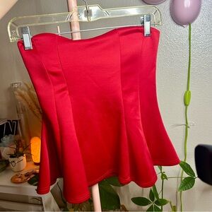 Love J Strapless Peplum Top in Red (Medium)